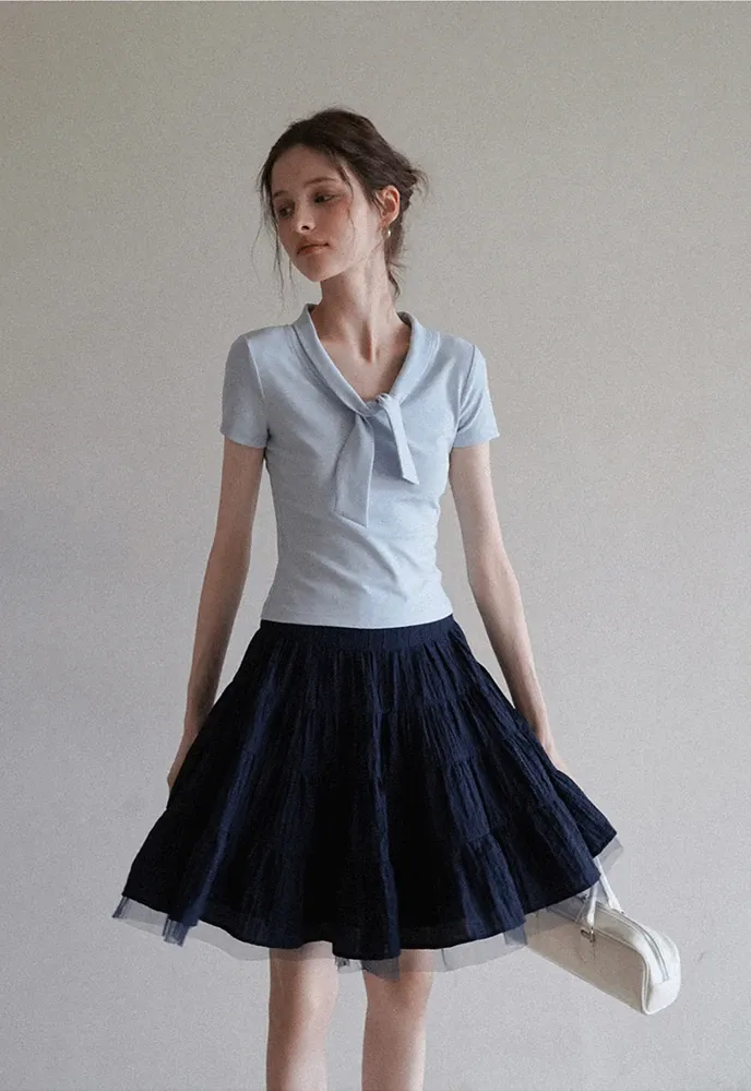 Women’s Tiered Crinkle Mini Skirt