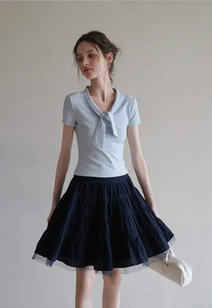 Women’s Tiered Crinkle Mini Skirt
