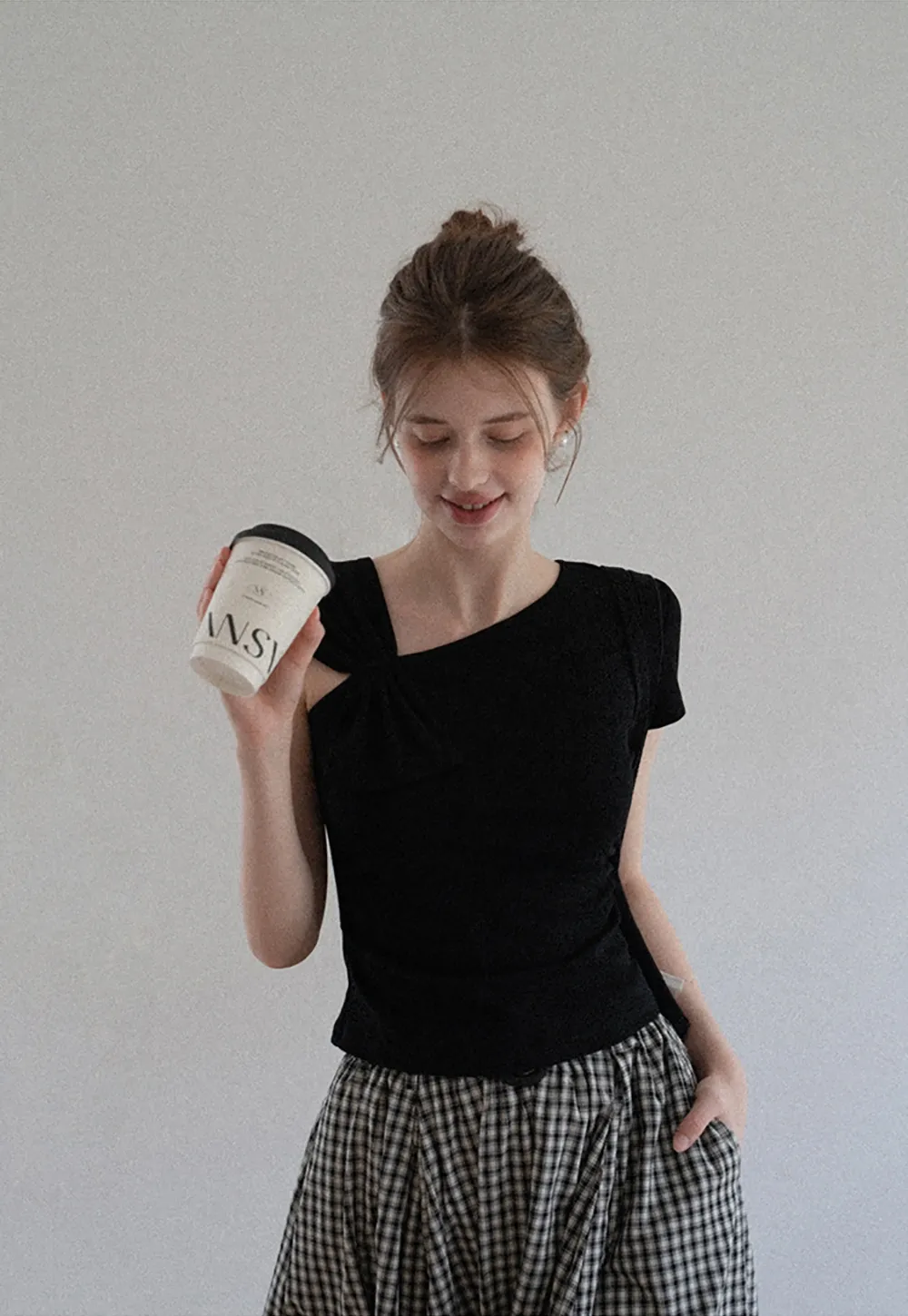 Asymmetric Bow Shoulder Top