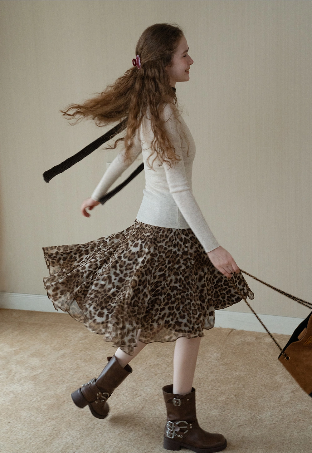 Womens Long Sleeve Knit Shirt with Tie Detail