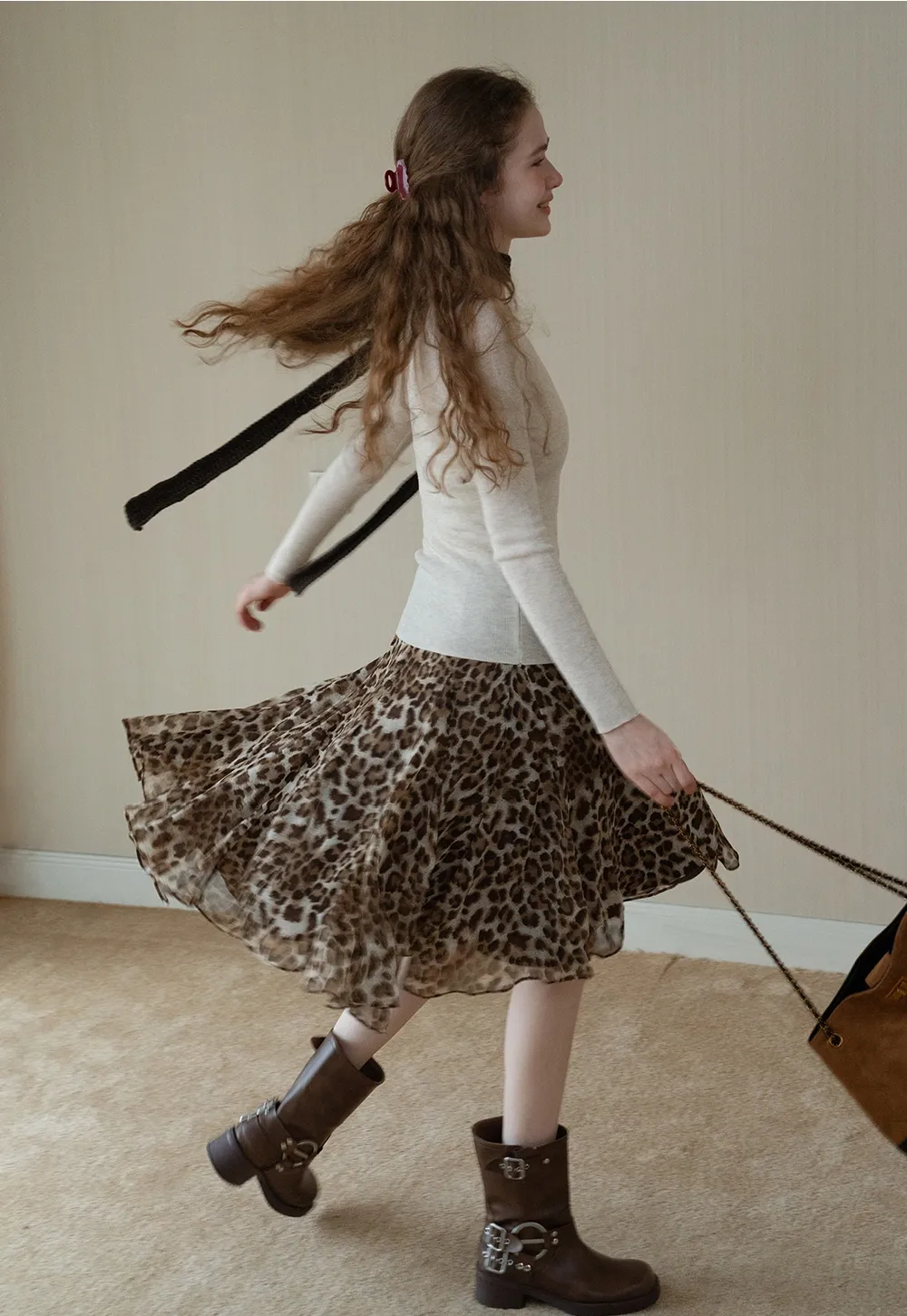 Womens Long Sleeve Knit Shirt with Tie Detail