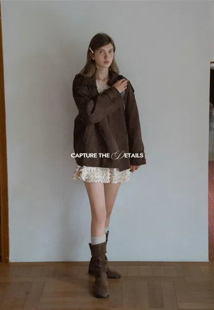 Double Breasted Suede Coat