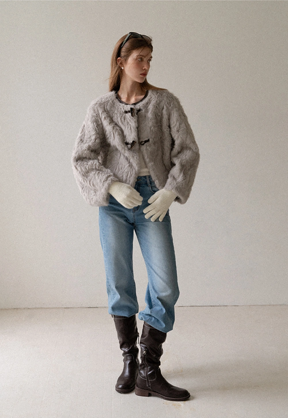 Solid Color Thick Knitted Finger Gloves