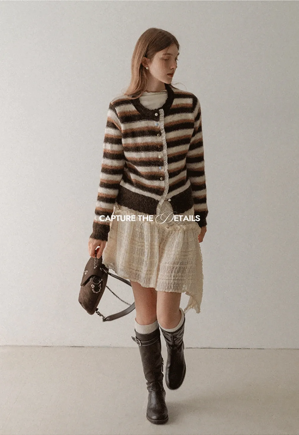 Vintage Striped Knit Cardigan for Women Casual