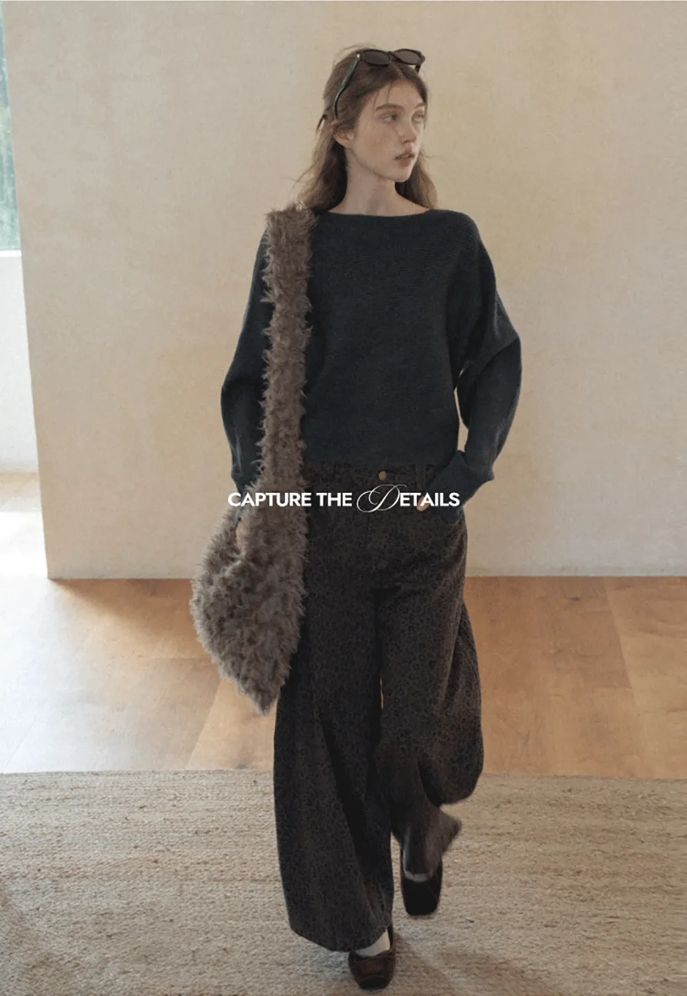 Ribbed Boat Neck Knit Sweater