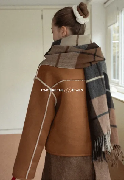 Vintage Plaid Tassel Scarf