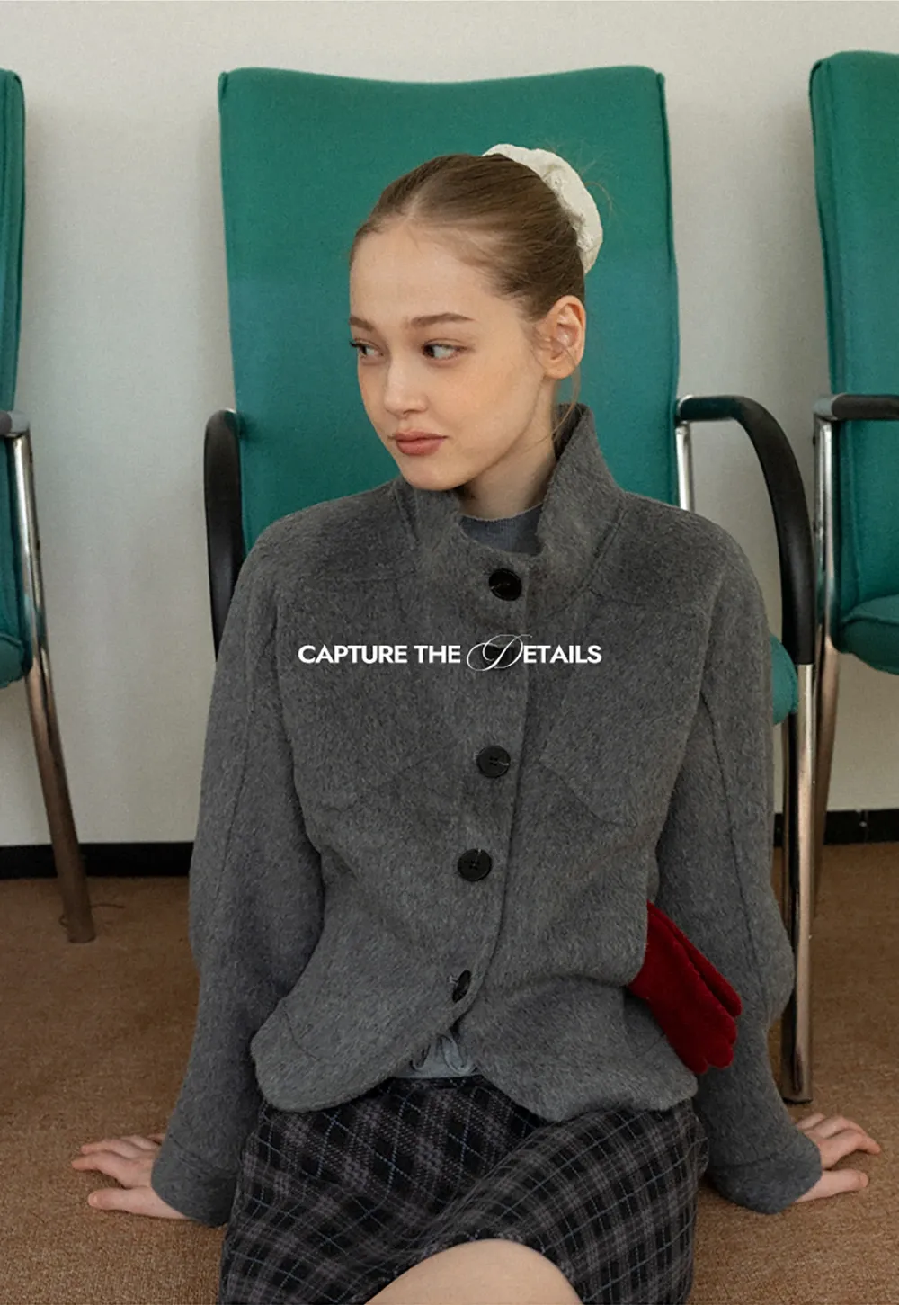 Stand Collar A-line Waist Cinching Cropped Double-Faced Coat