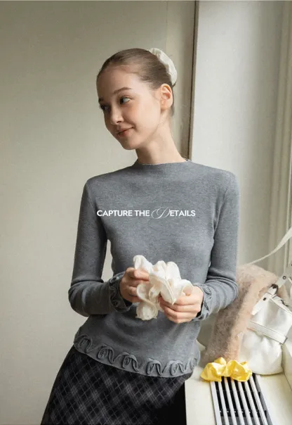 Chic Knit Sweater with Ruffle Edges