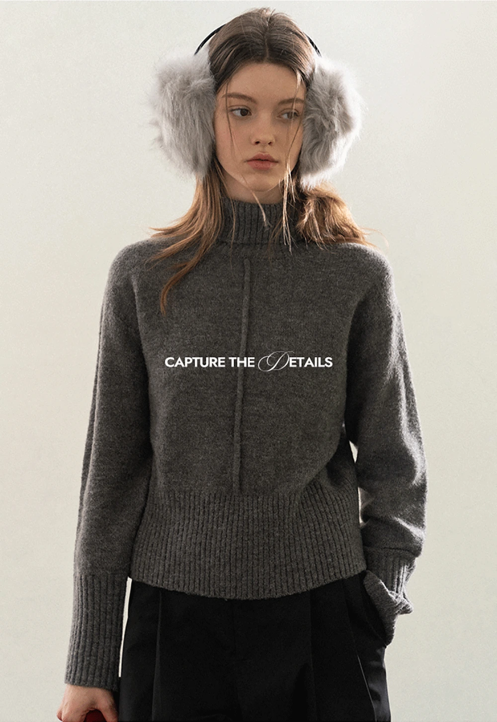 Center-Seam Turtleneck Crop Sweater