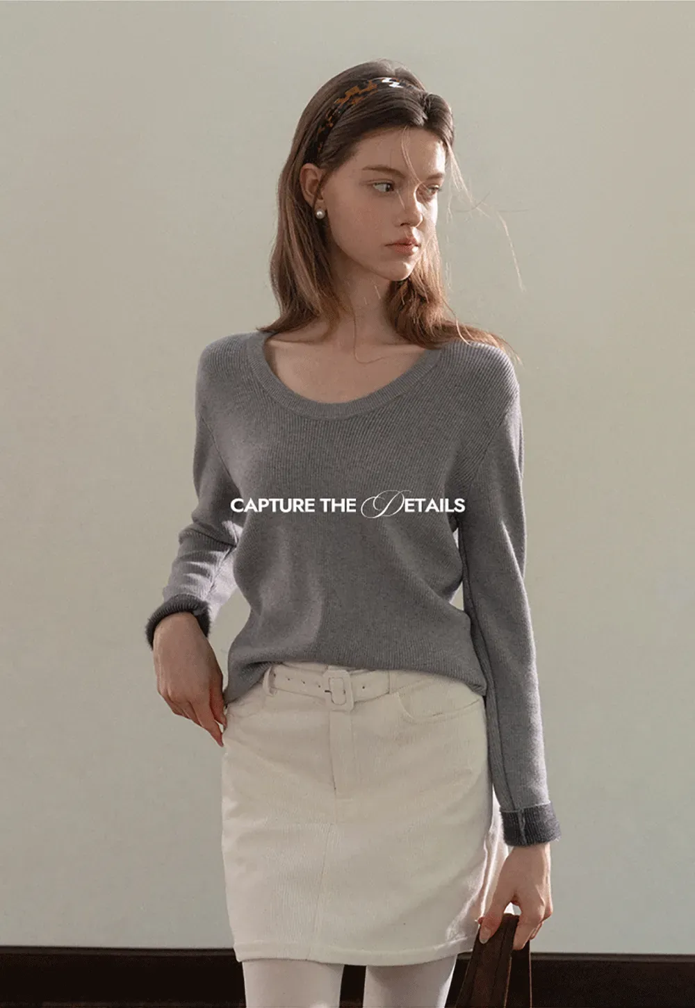 Ribbed Scoop Neck Long-Sleeve Top