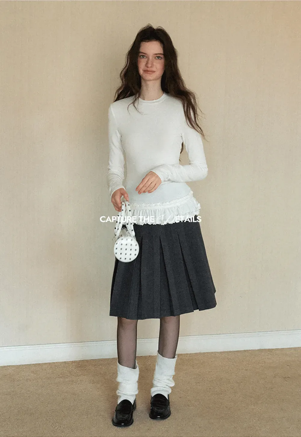 Ruffled Hem Long-Sleeve Tee