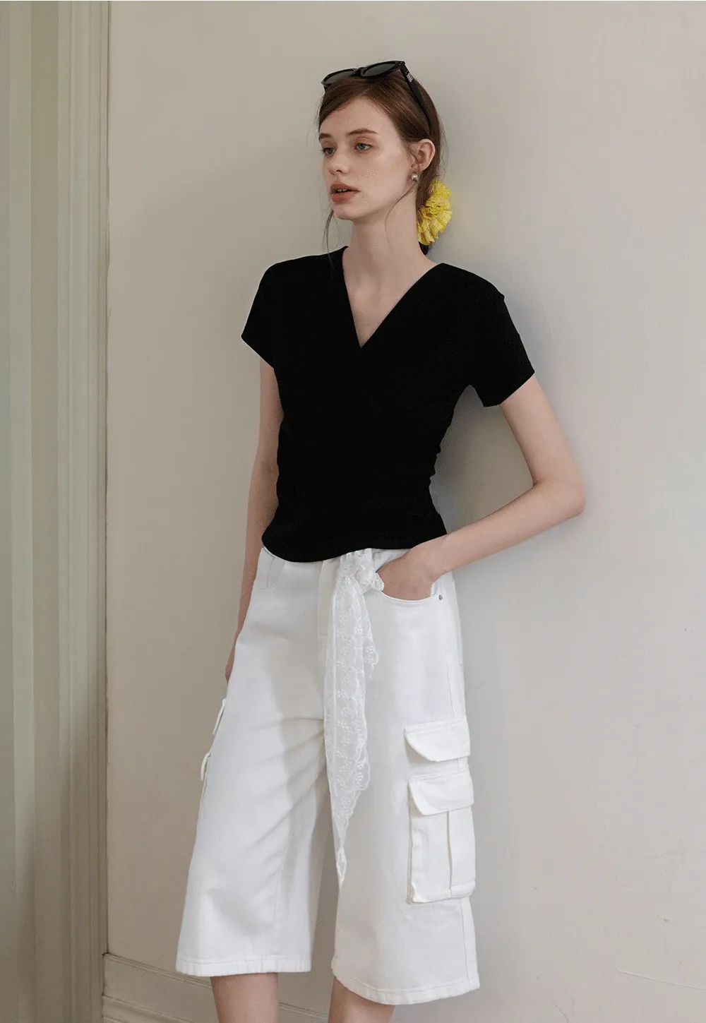 Women's Wrap V-Neck Short Sleeve T-Shirt