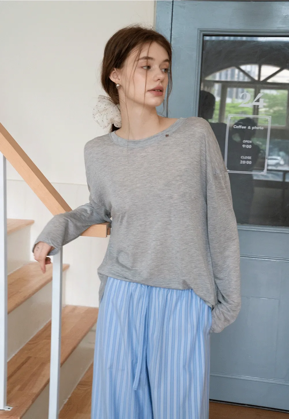Striped Wide-Leg Pants with Ruffle Hem