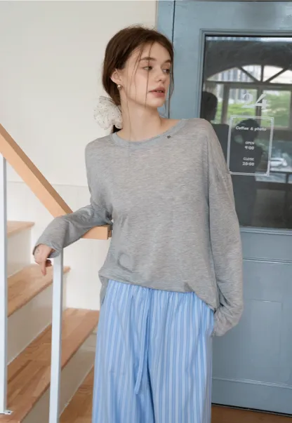 Striped Wide-Leg Pants with Ruffle Hem