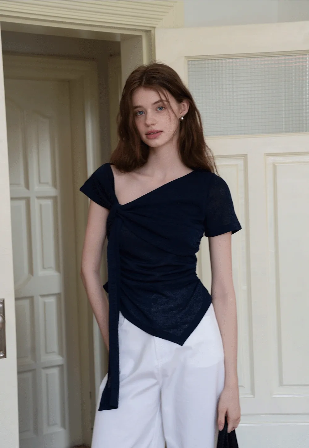 Asymmetrical Tie-Front T-Shirts
