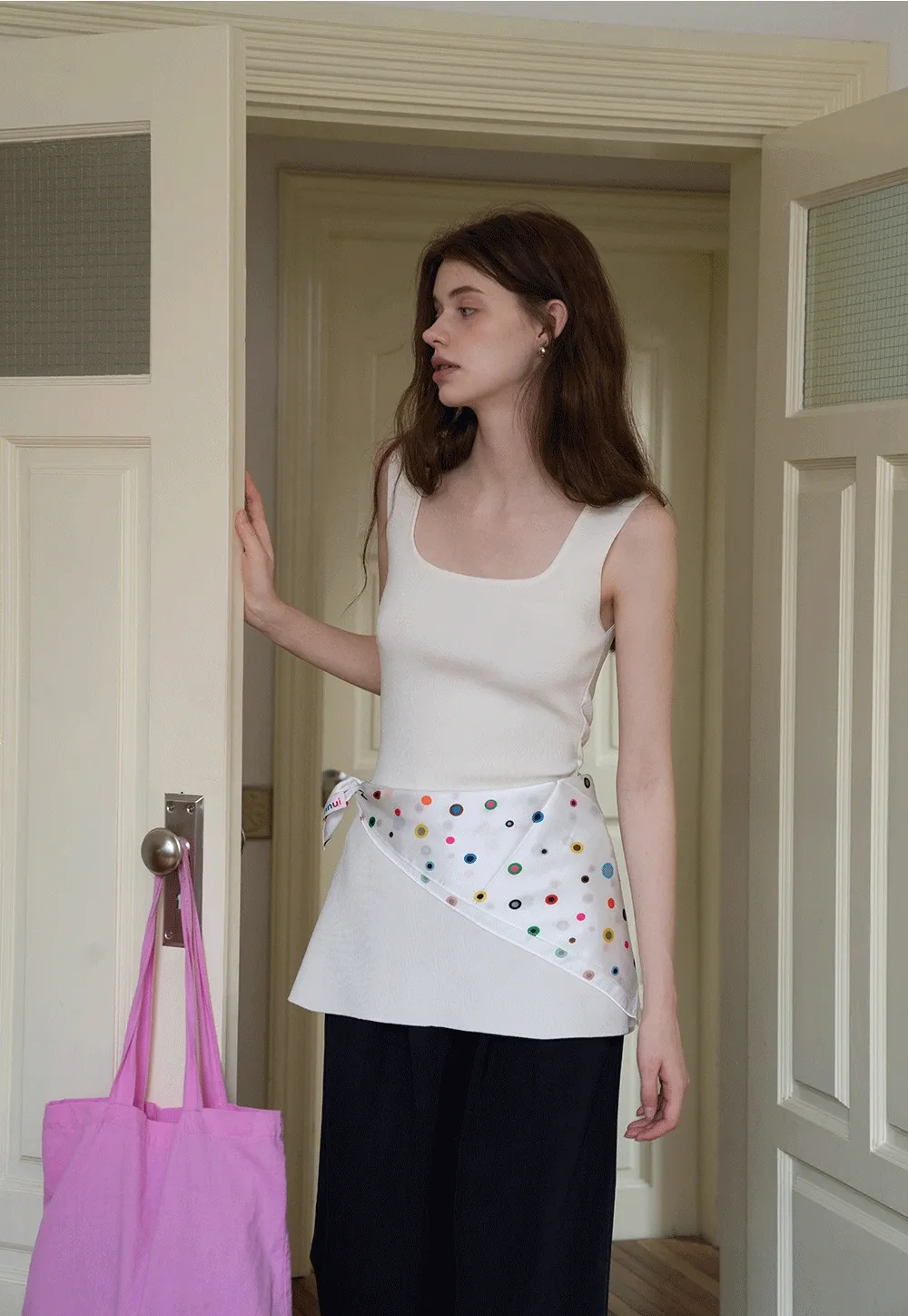 Sleeveless Peplum Square Neck Knit Top