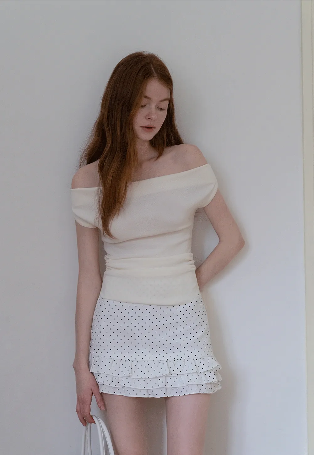 Women’s Off‑Shoulder Ruched Knit Top