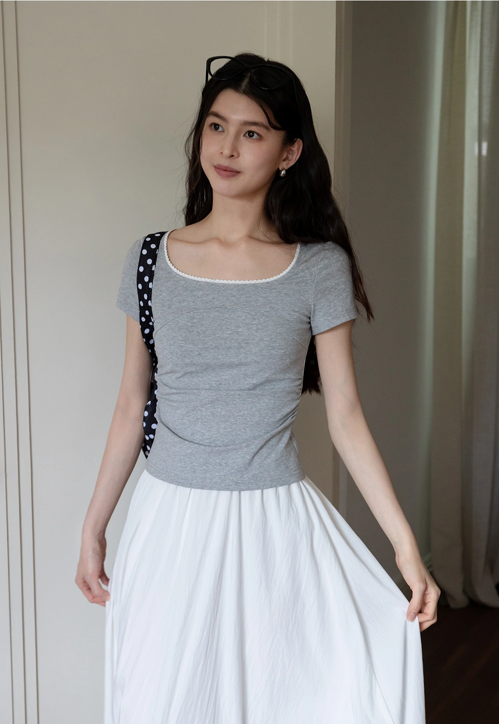 Women's Slim Fit Lace Trim T-Shirt