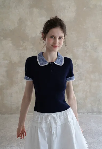 Women Drawstring Waist Layered Lace Trim Mini Skirt