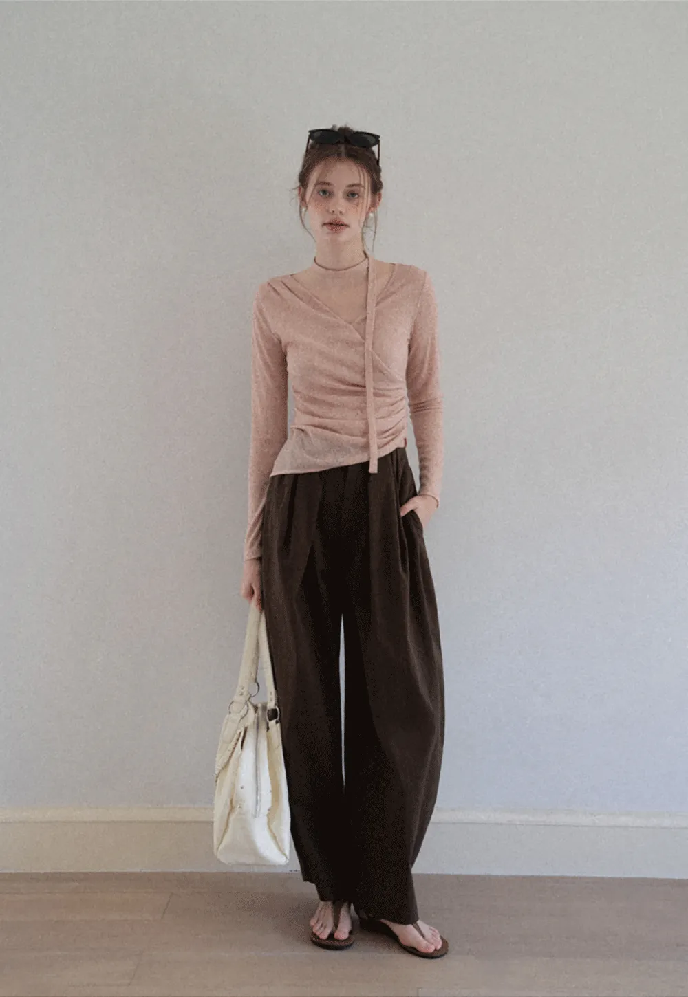 Women's High Waist Pleated Wide Leg Trousers