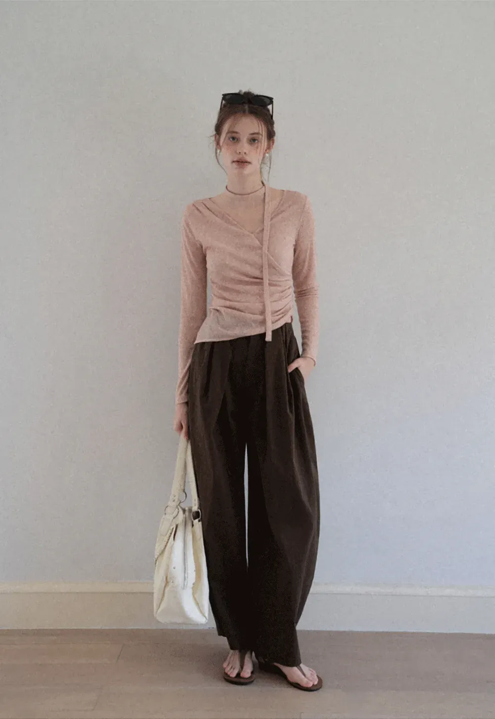 Women's High Waist Pleated Wide Leg Trousers