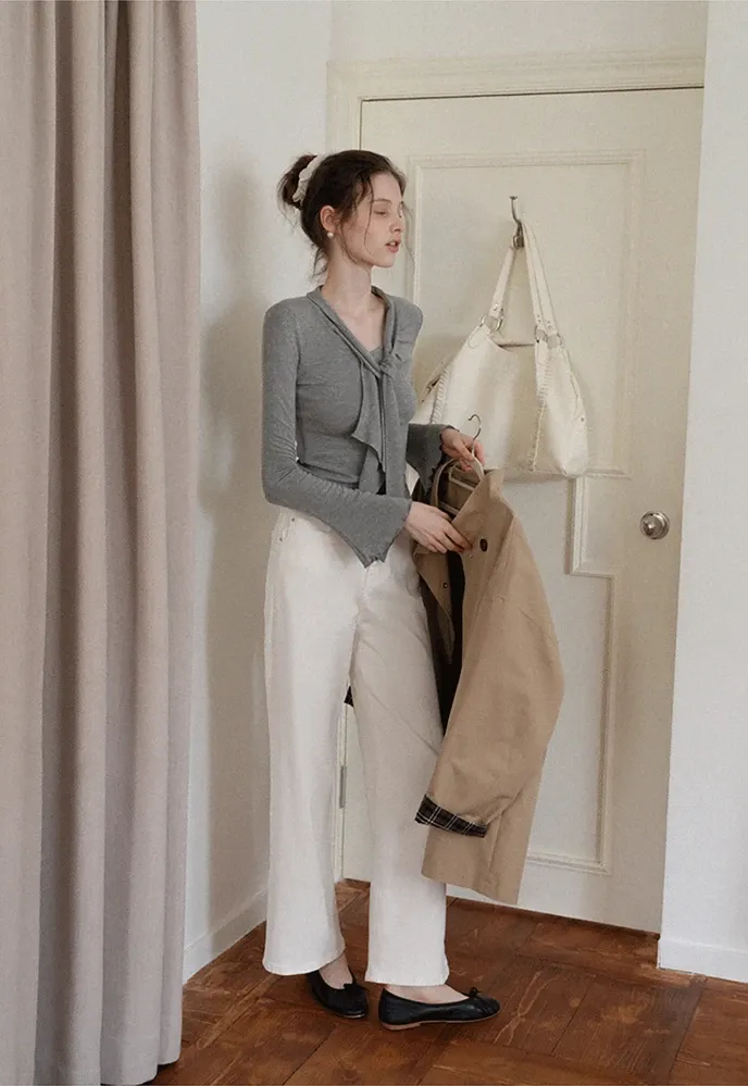 Wide Leg Jeans with Scarf Belt