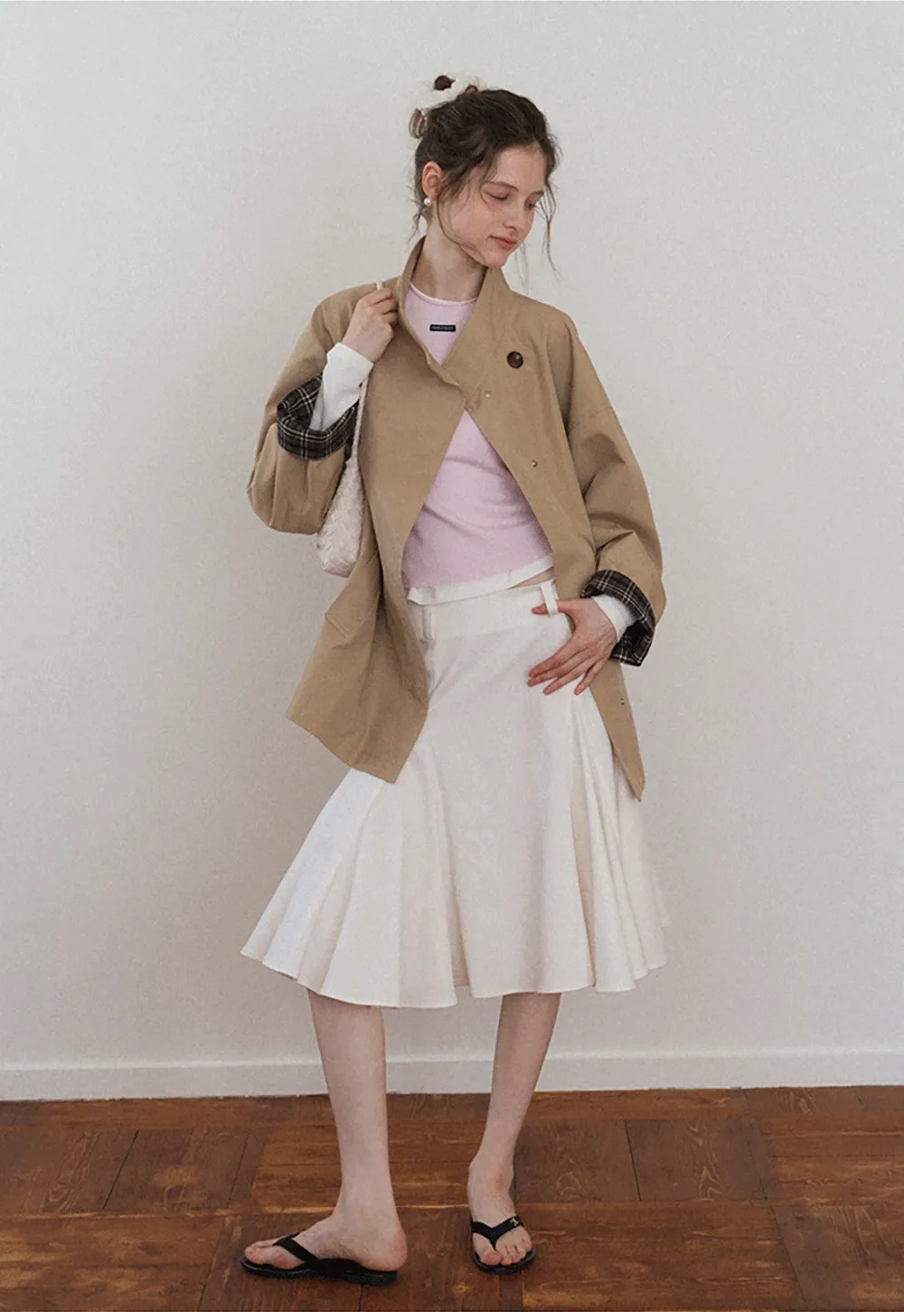 Women's Stand Collar Short Trench Coat