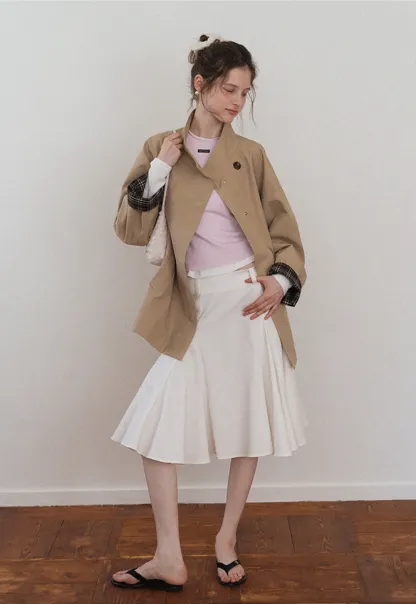 Women's Stand Collar Short Trench Coat