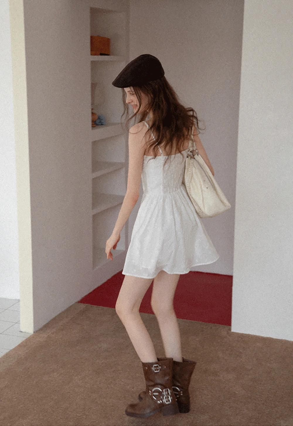 Women's Eyelet Tie-Front Button Cami Sundress