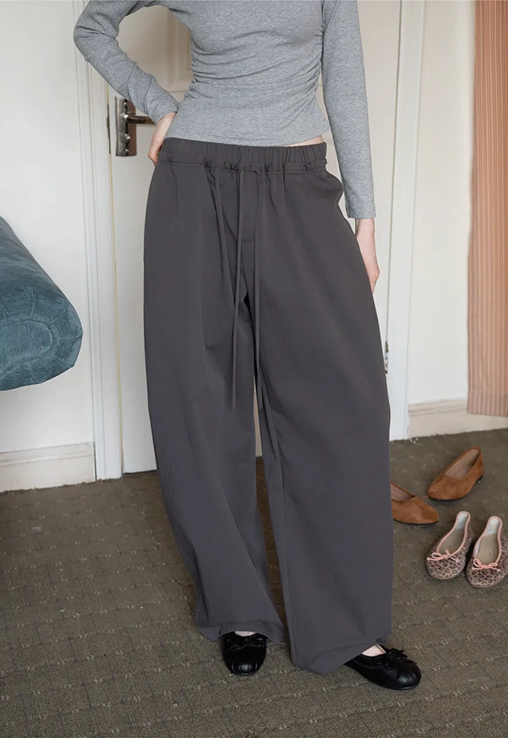 Women's Drawstring Wide-Leg Pants