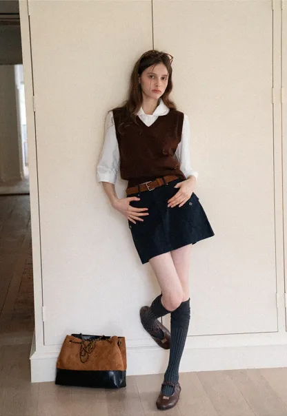 V-Neck Knit Sweater Vest