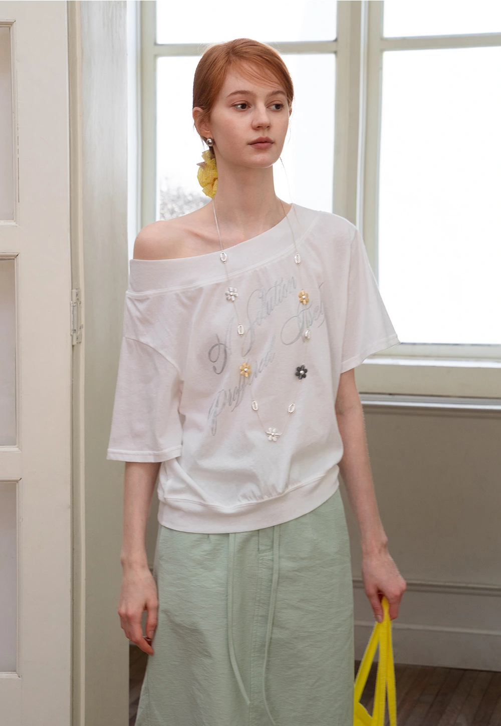 Women's Off-Shoulder Embroidered T-Shirt