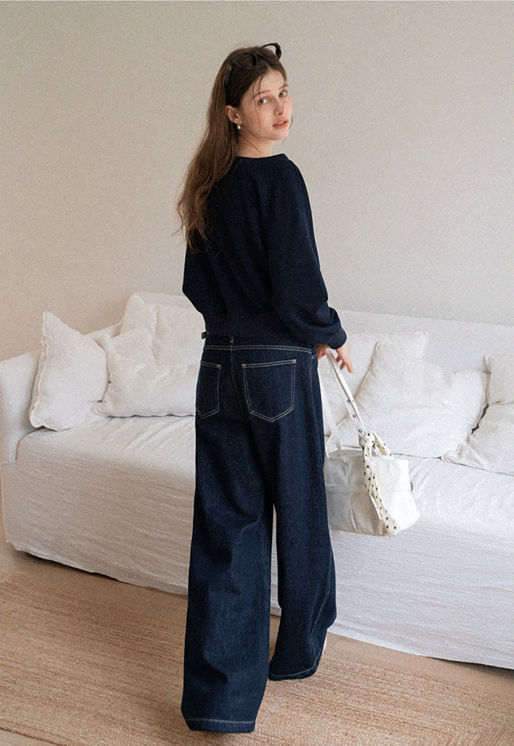 トップス ANDWANG one shoulder bijou sweat TOPS