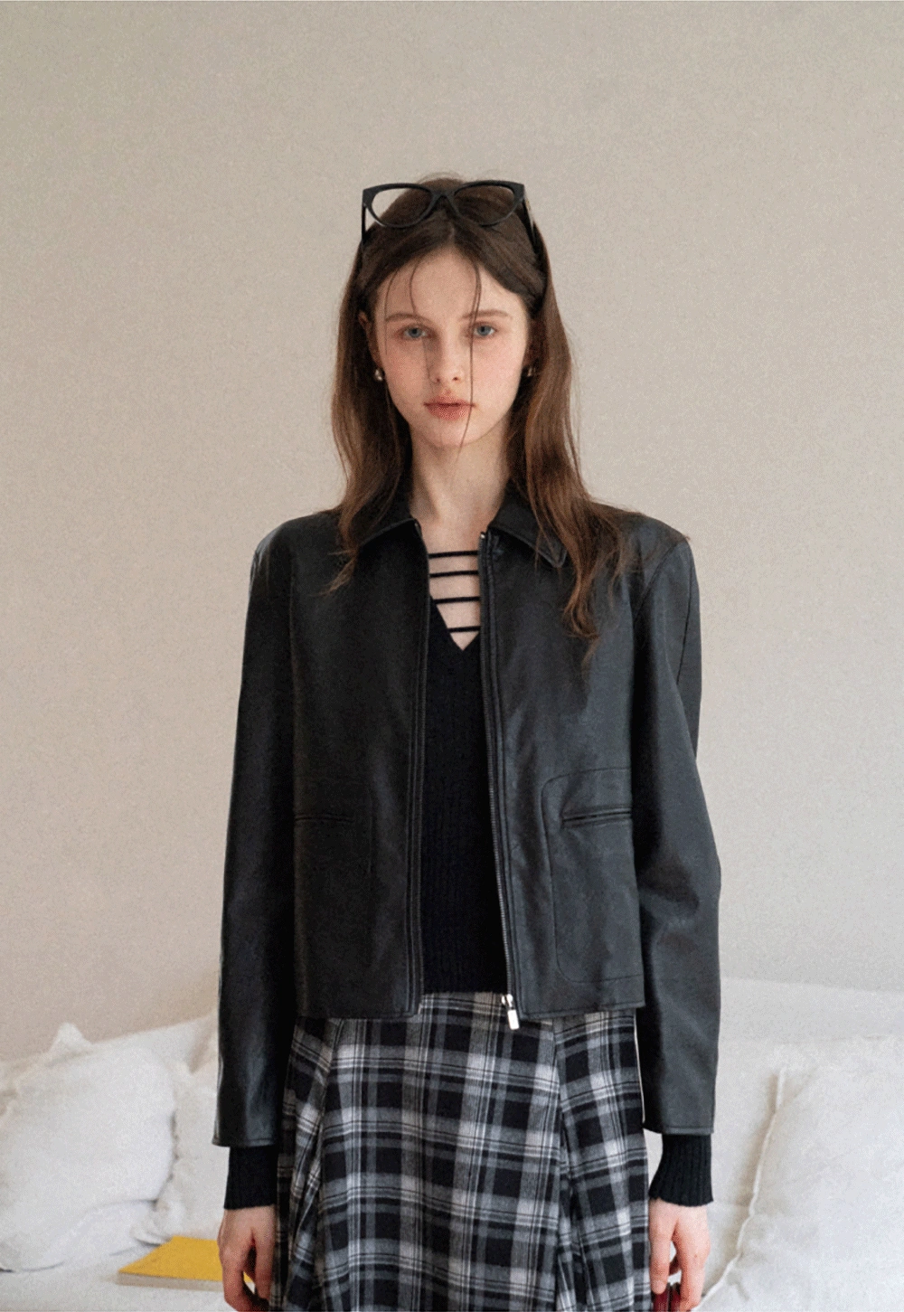 Women Faux Leather Zip-Up Jacket