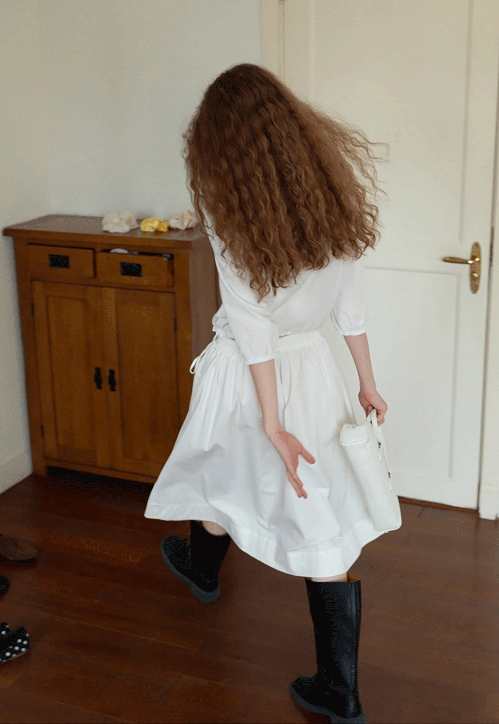 High Waist A Line White Skirt