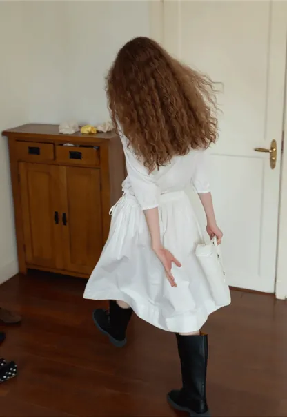 High Waist A Line White Skirt