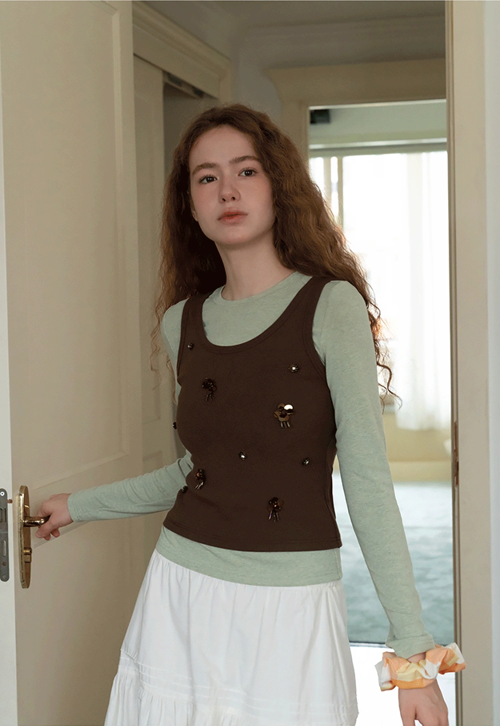 Womens Embellished Knit Vest Sleeveless Top