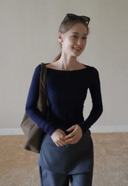 Womens Wide Leg Pants with Skirt Overlay