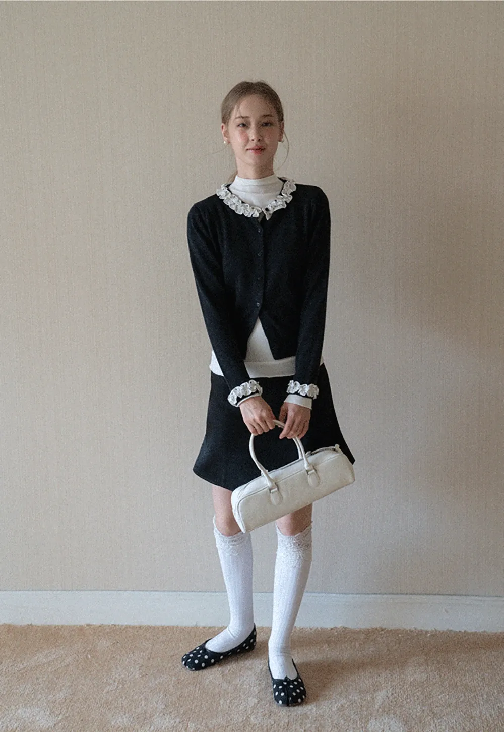 Womens Black High Waist A-Line Mini Skirt