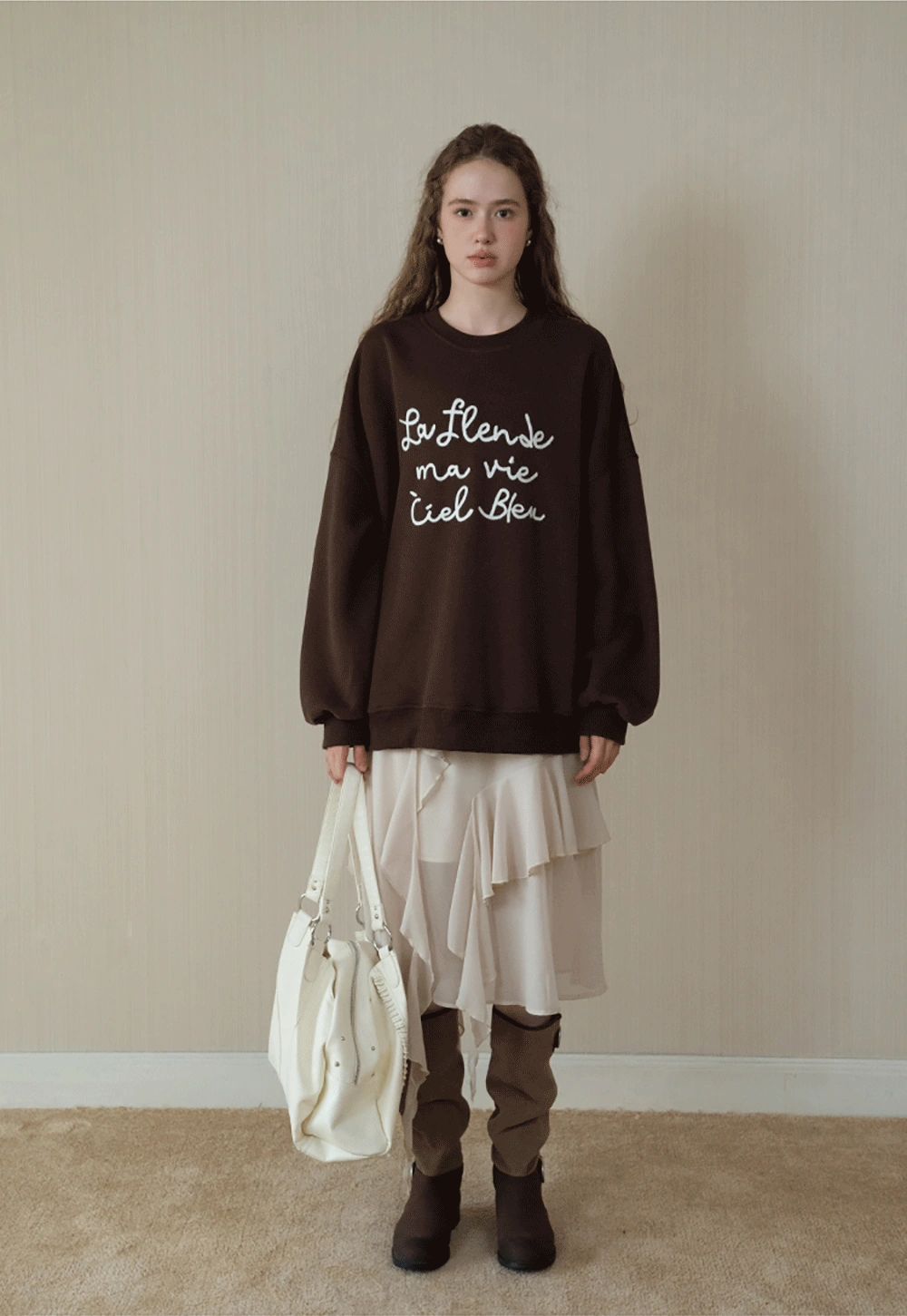 Womens Ruffle Layered Chiffon Midi Skirt