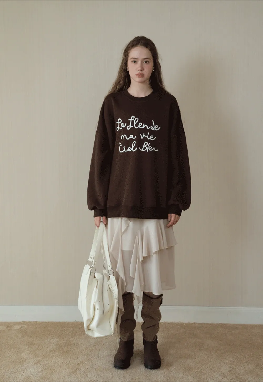 Womens Ruffle Layered Chiffon Midi Skirt