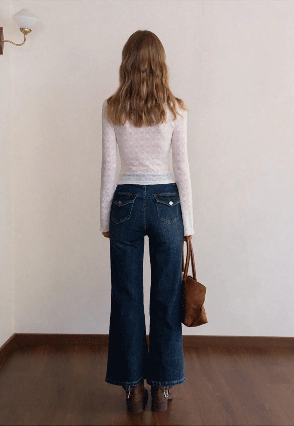 Lace Tie Neck Long Sleeve Blouse