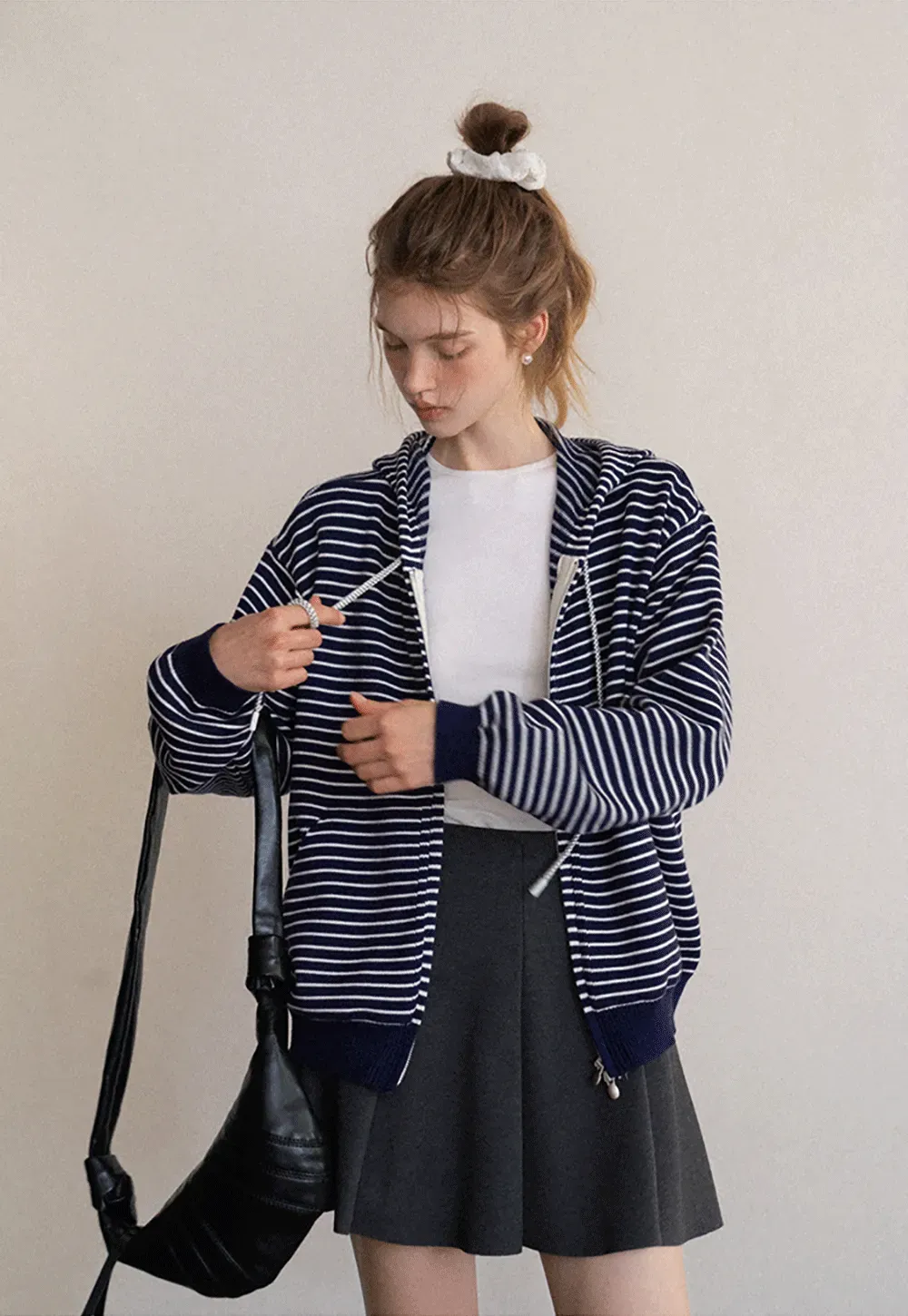 Striped Zip Up Hoodie