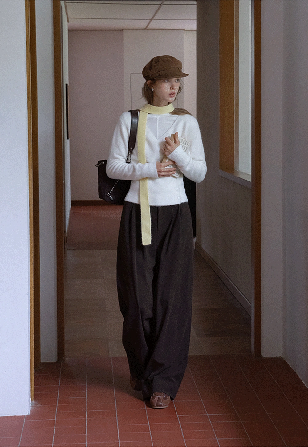 Womens White V-Neck Cardigan