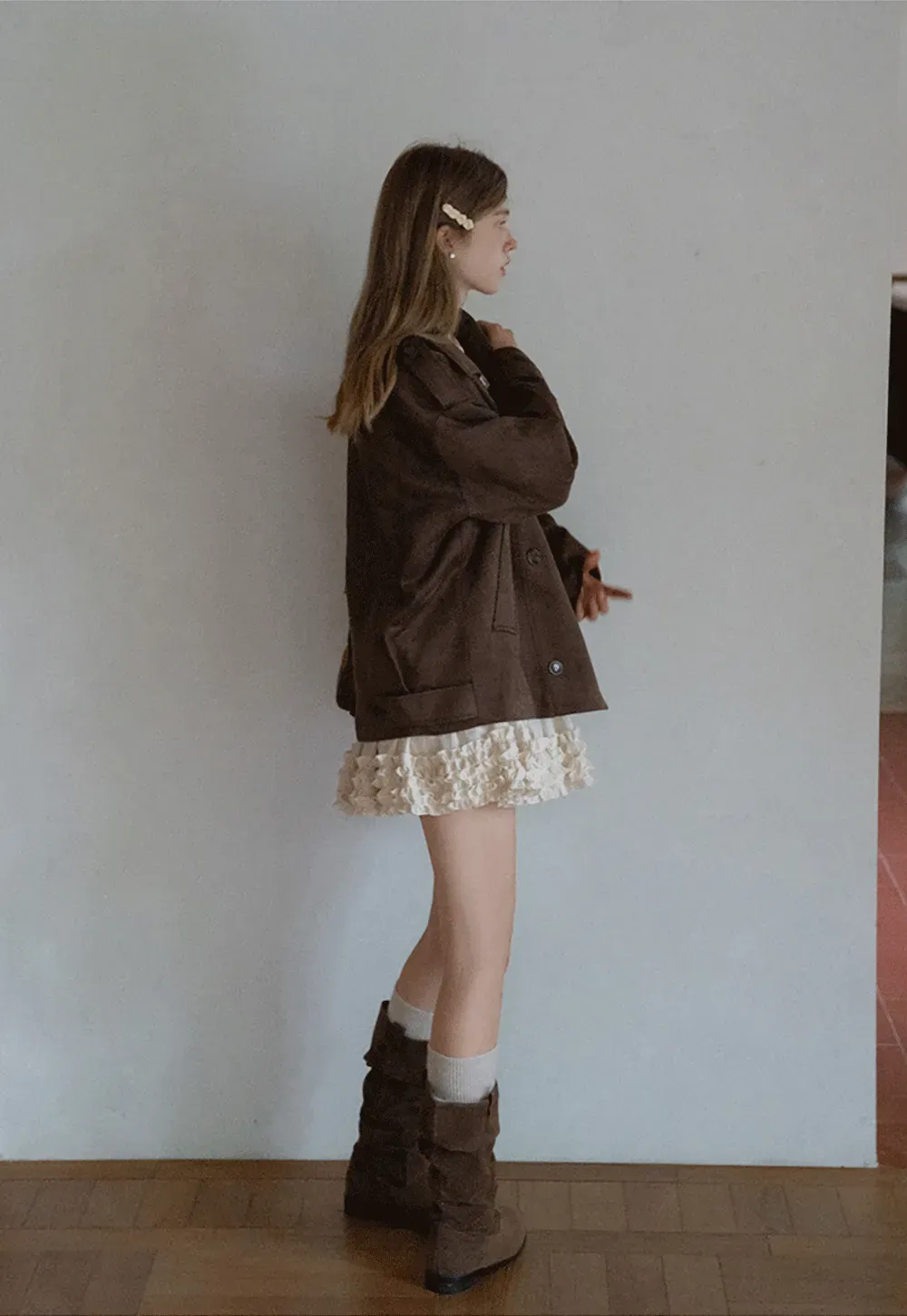 Double Breasted Suede Coat