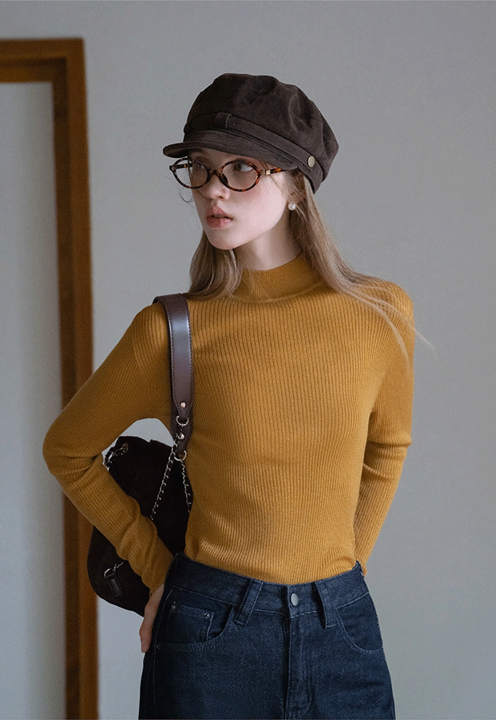 Women’s Ribbed Knit Turtleneck Sweater Top