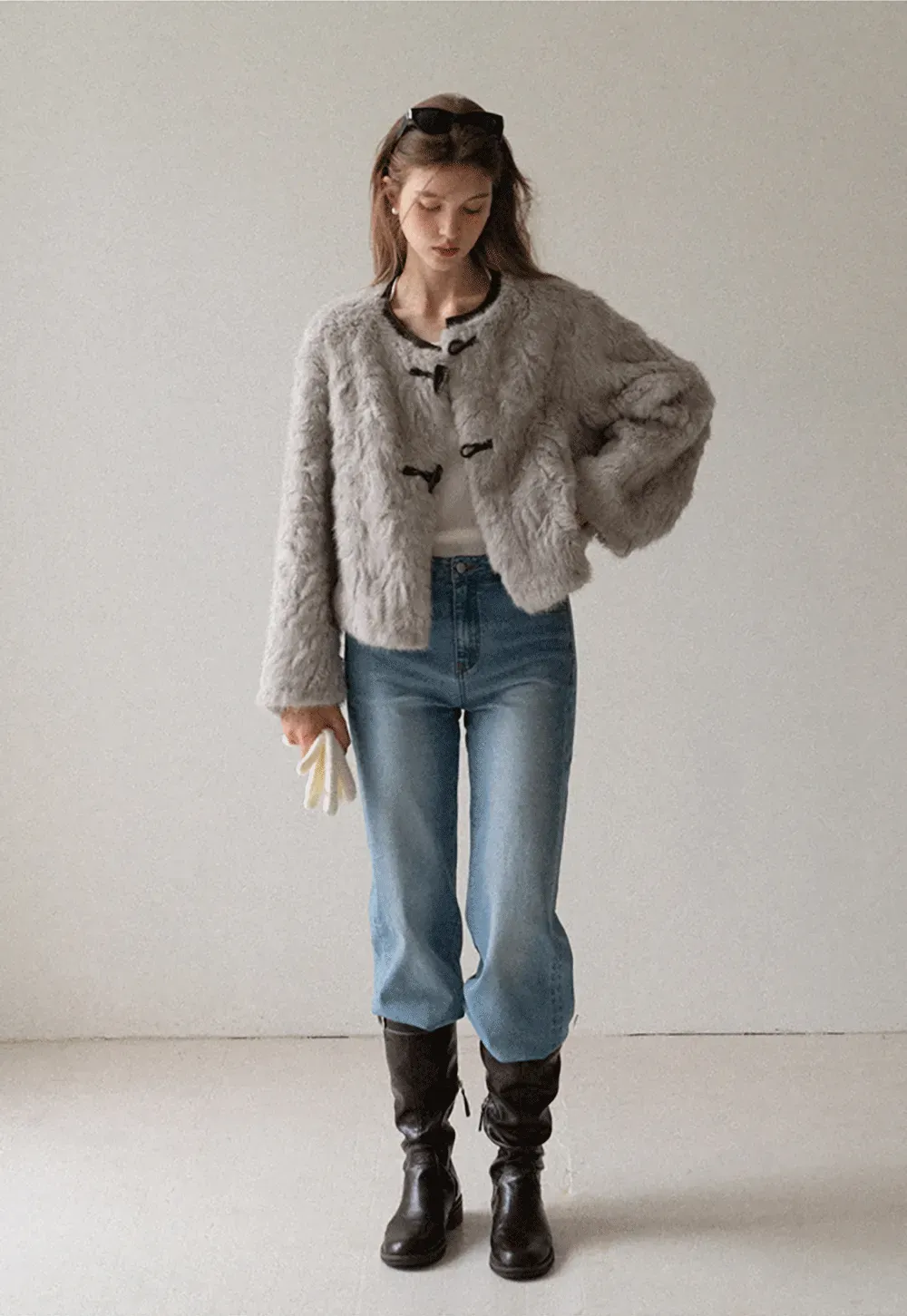 Toggle Closure Faux Fur Jacket