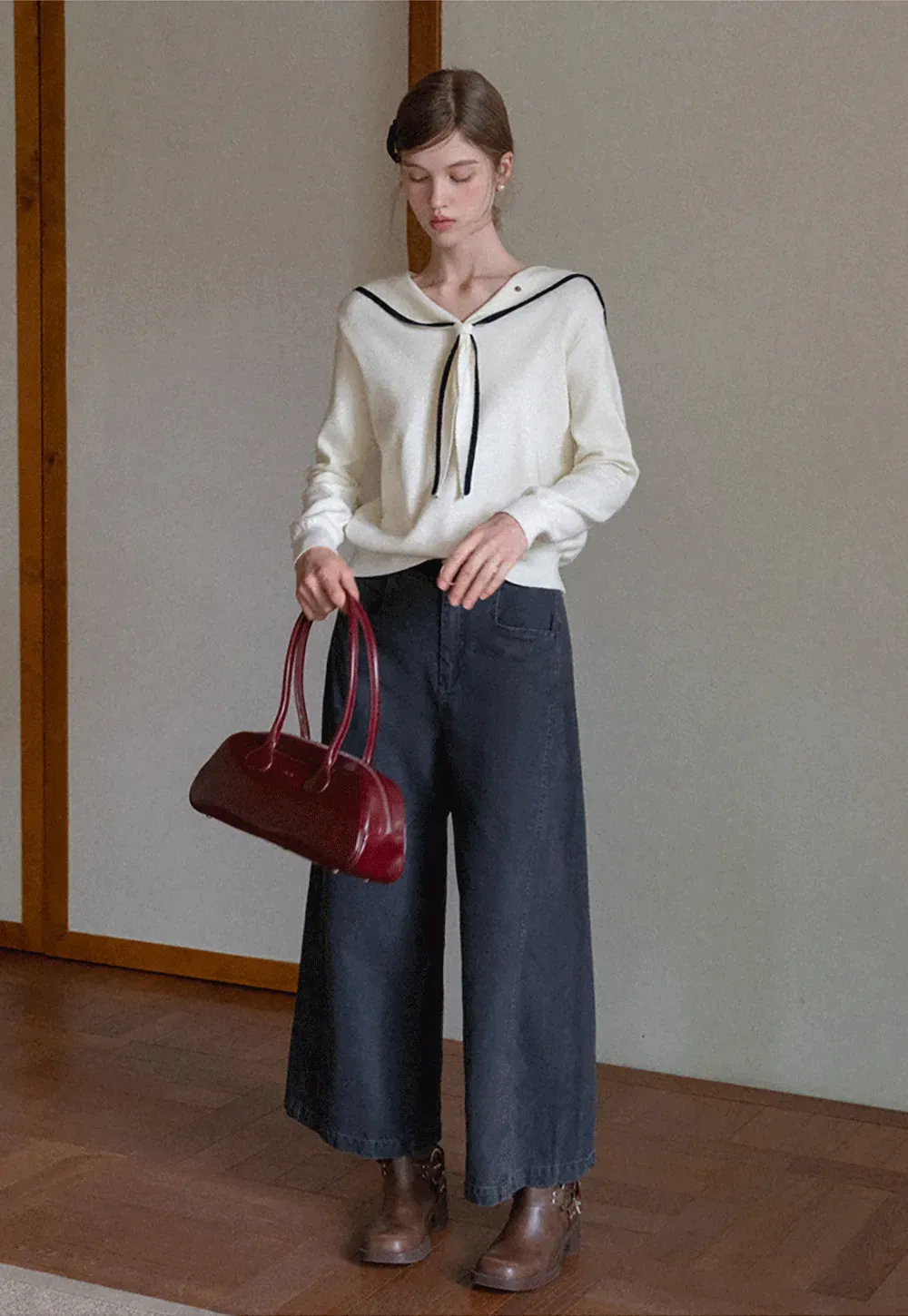 High-Rise Wide-Leg Denim Pants