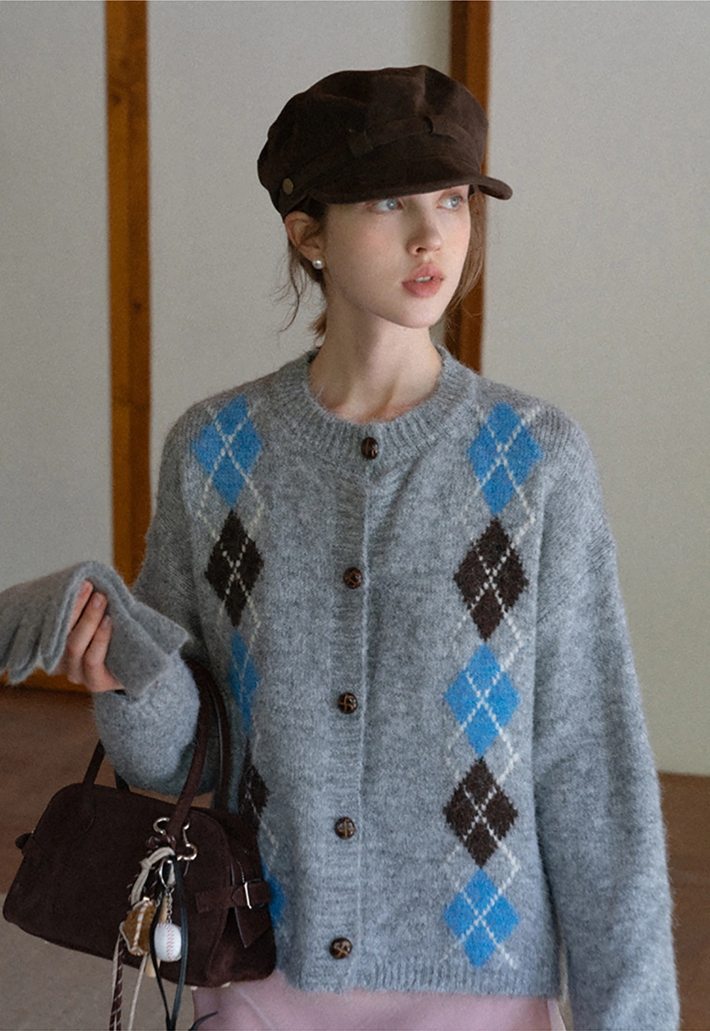 Argyle Knit Cardigan