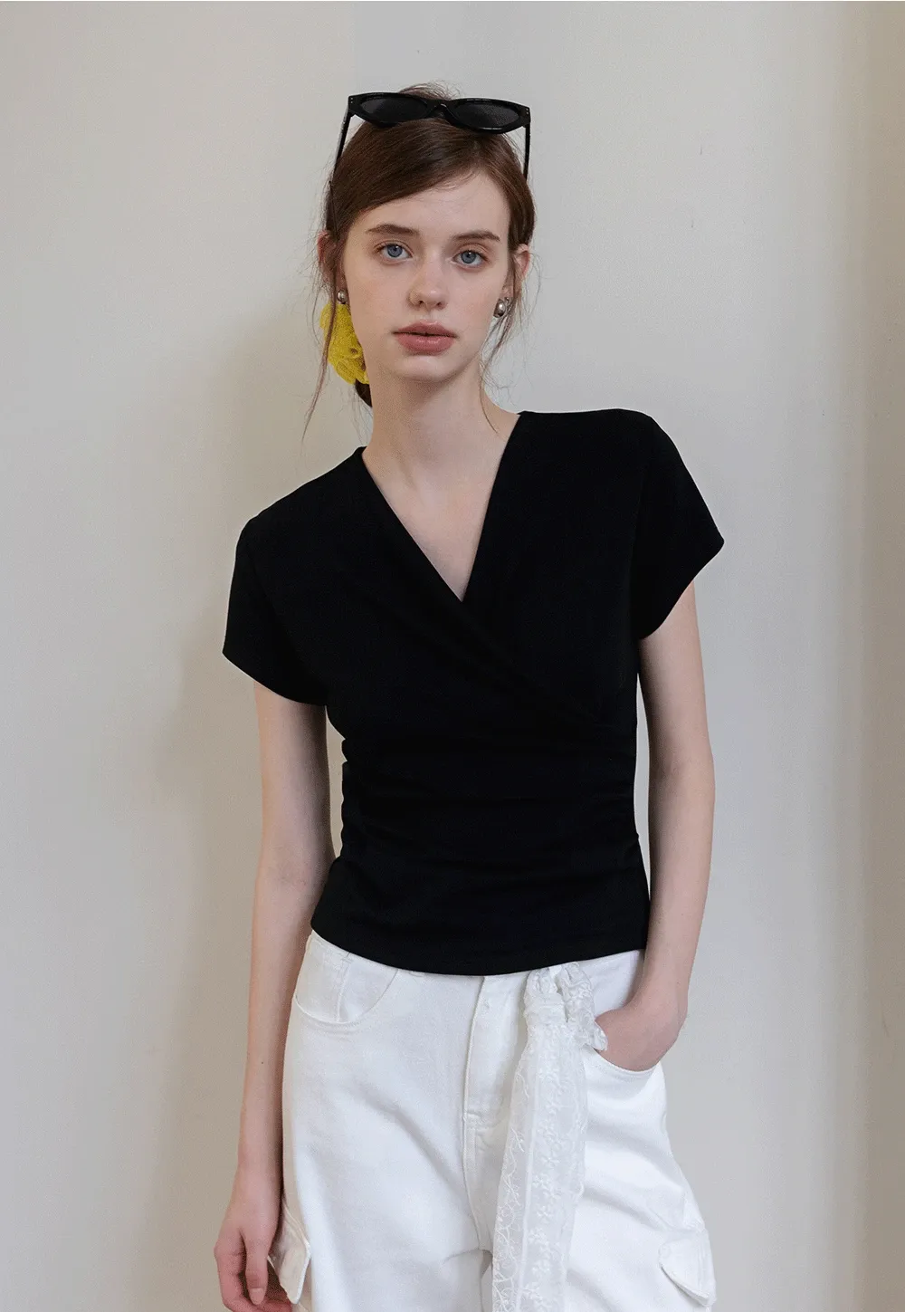 Women's Wrap V-Neck Short Sleeve T-Shirt